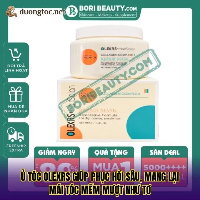 Ủ tóc Olexrs giúp phục hồi sâu, mang lại mái tóc mềm mượt như tơ